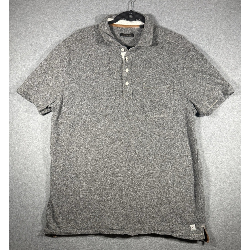 Jeremiah Polo Shirt Size L Gray Cotton Short Sleeve Pocket